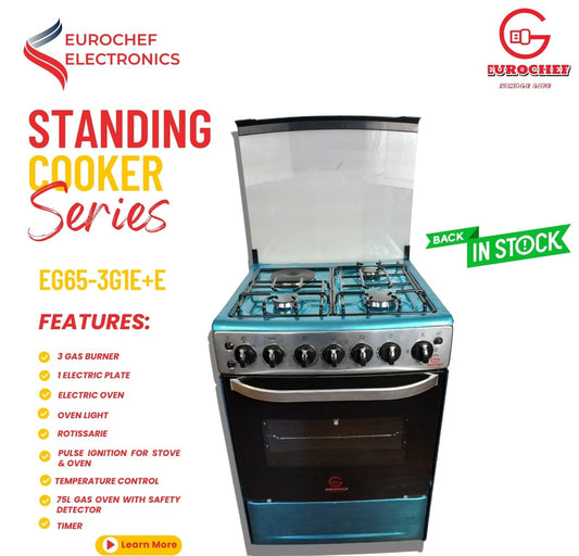 60*65 Eurochef 3+1standing cooker with electric oven
