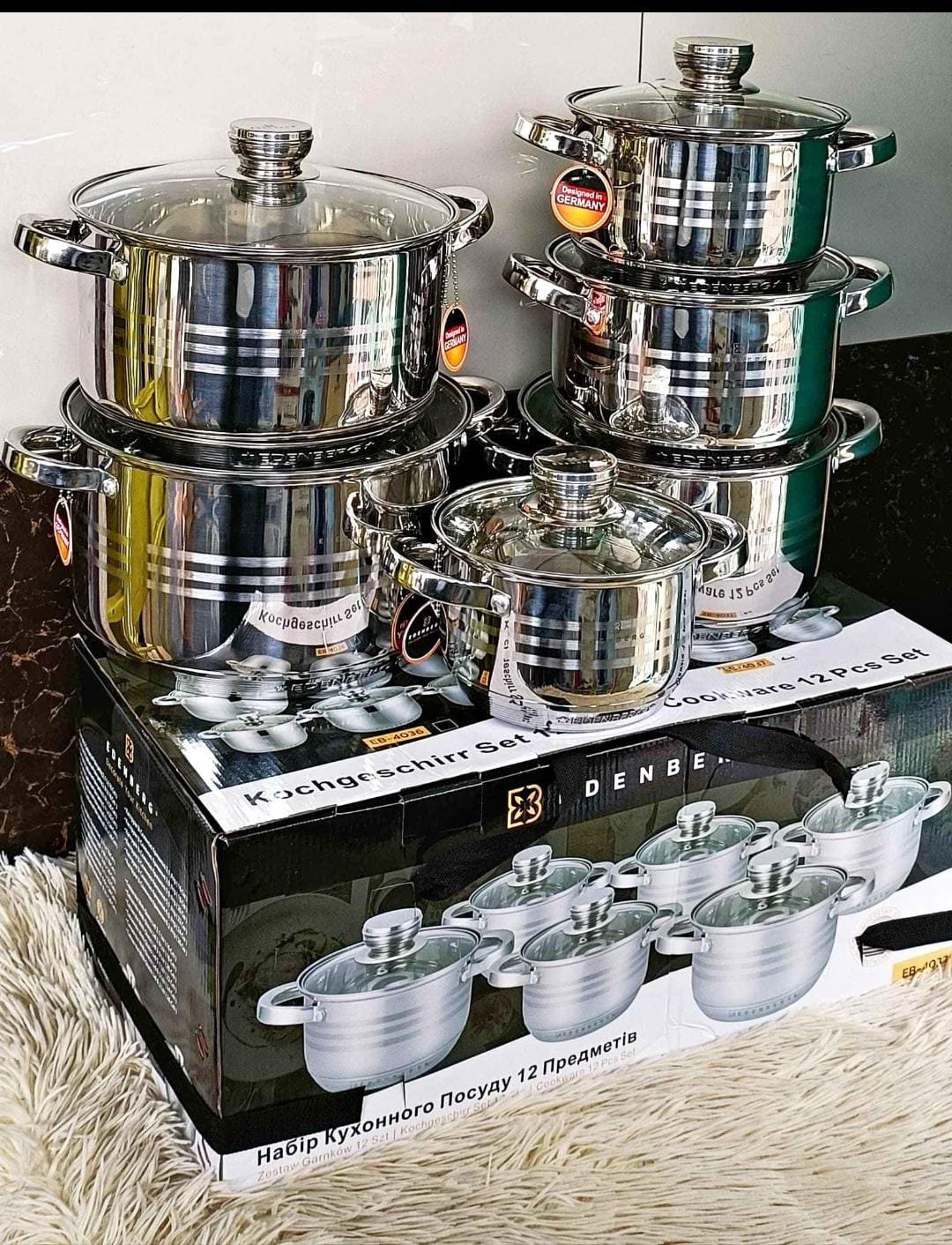 12 pieces stainless steel Edenberg cookware set