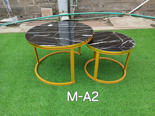Black Nesting Coffee Table Marble Effect (MDF)