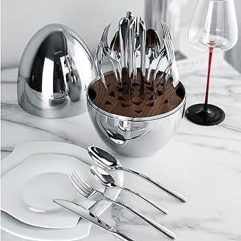 36pc Executive Egg-Shaped Cutlery Set* *Silver colour