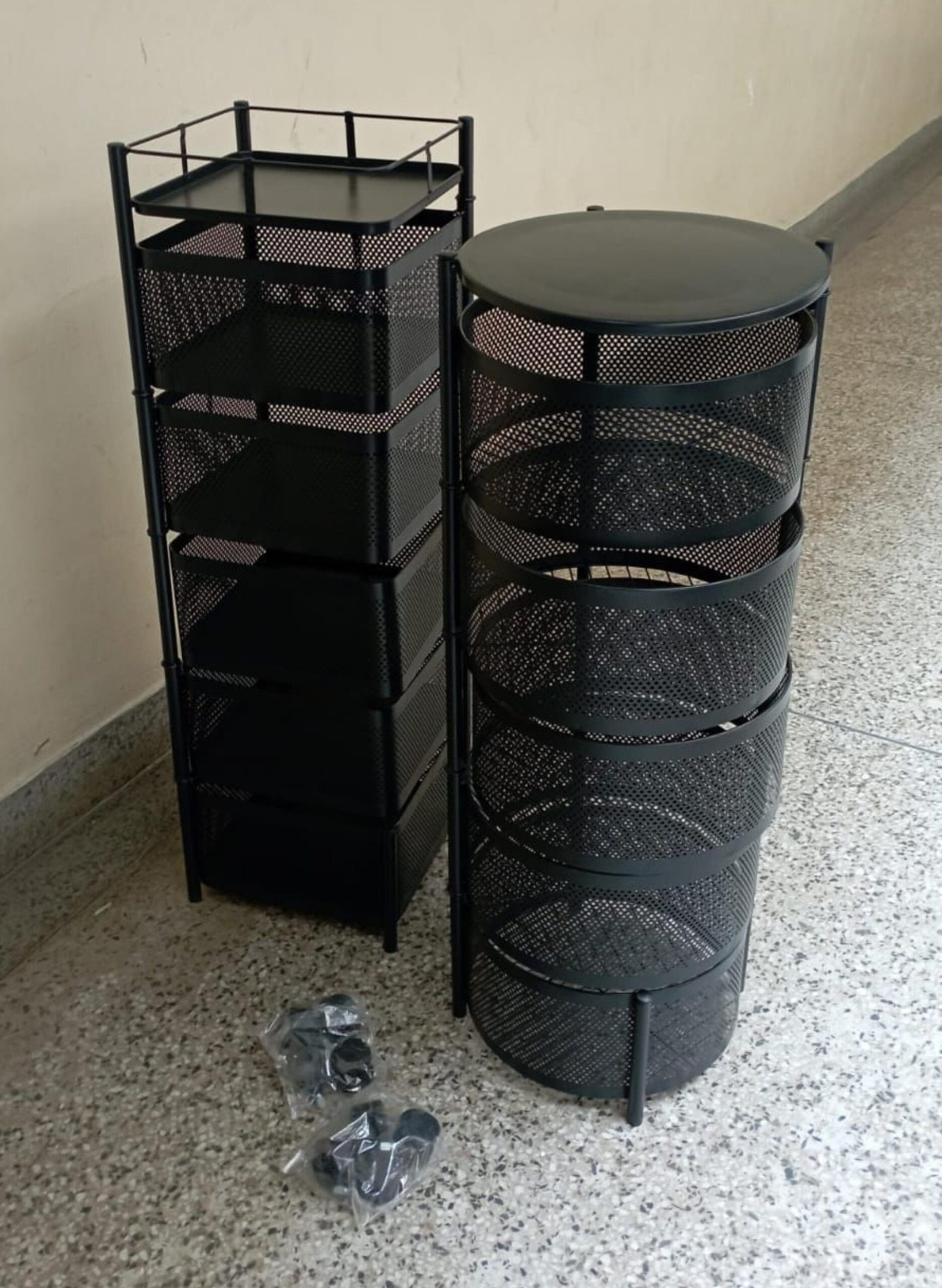 5 Tier Round/Square Fruit Rack with wheels