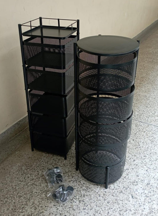 5 Tier Round/Square Fruit Rack with wheels