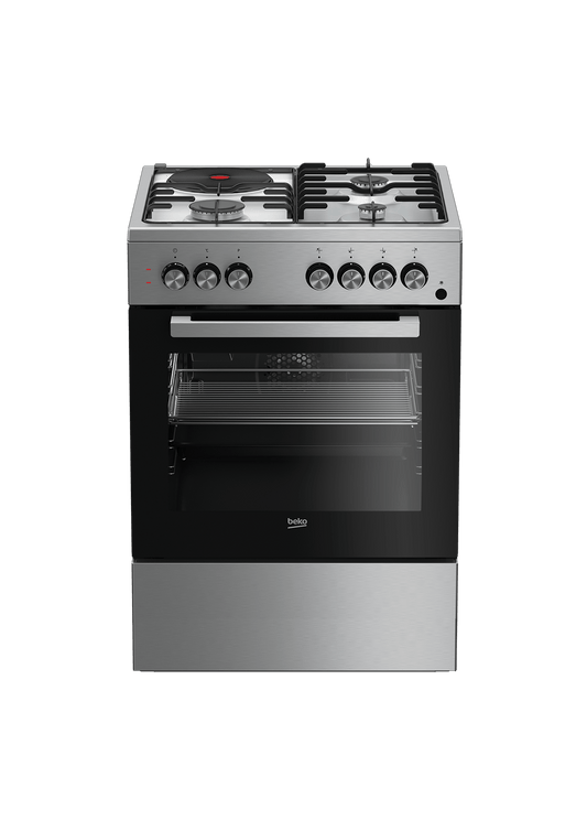 BEKO 3G+1E 60x60cm Standing Cooker FSET63110DX Semi inox